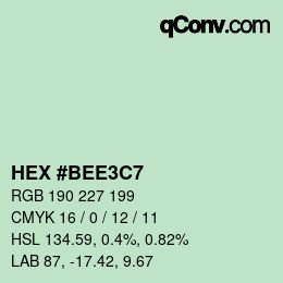 Farbcode: HEX #BEE3C7 | qconv.com