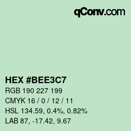 Color code: HEX #BEE3C7 | qconv.com