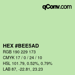 Color code: HEX #BEE5AD | qconv.com