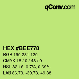 Color code: HEX #BEE778 | qconv.com