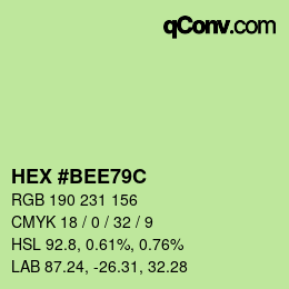 カラーコード: HEX #BEE79C | qconv.com