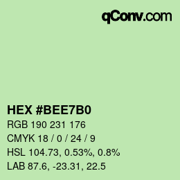 カラーコード: HEX #BEE7B0 | qconv.com