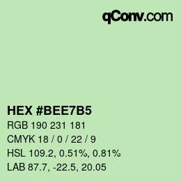 カラーコード: HEX #BEE7B5 | qconv.com