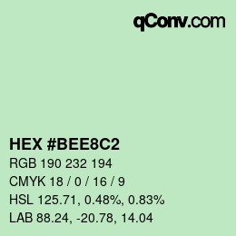 Color code: HEX #BEE8C2 | qconv.com