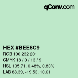 Color code: HEX #BEE8C9 | qconv.com