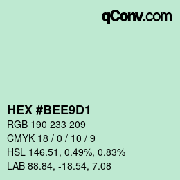 カラーコード: HEX #BEE9D1 | qconv.com