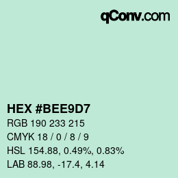 颜色代码: HEX #BEE9D7 | qconv.com