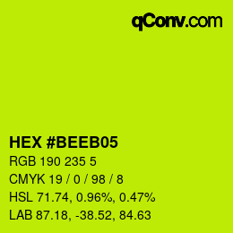颜色代码: HEX #BEEB05 | qconv.com