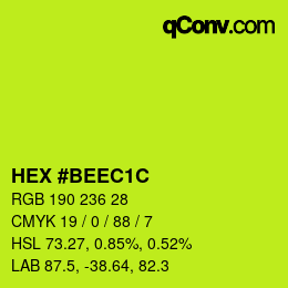 Código de color: HEX #BEEC1C | qconv.com