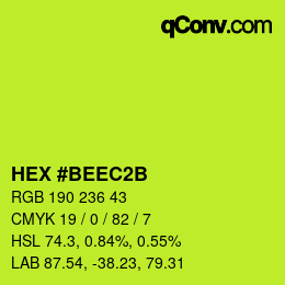 カラーコード: HEX #BEEC2B | qconv.com