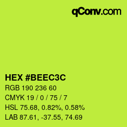 Color code: HEX #BEEC3C | qconv.com