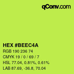 カラーコード: HEX #BEEC4A | qconv.com