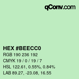 カラーコード: HEX #BEECC0 | qconv.com