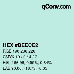 Color code: HEX #BEECE2 | qconv.com