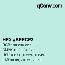 カラーコード: HEX #BEECE3 | qconv.com