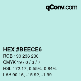 Color code: HEX #BEECE6 | qconv.com