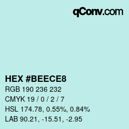 Color code: HEX #BEECE8 | qconv.com