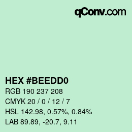 Color code: HEX #BEEDD0 | qconv.com