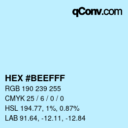 Farbcode: HEX #BEEFFF | qconv.com