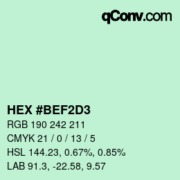 Color code: HEX #BEF2D3 | qconv.com