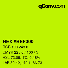 Color code: HEX #BEF300 | qconv.com