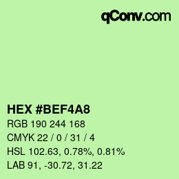 カラーコード: HEX #BEF4A8 | qconv.com