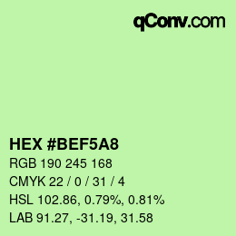 Color code: HEX #BEF5A8 | qconv.com