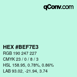 Color code: HEX #BEF7E3 | qconv.com