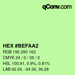 カラーコード: HEX #BEFAA2 | qconv.com