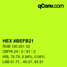 Code couleur: HEX #BEFB21 | qconv.com