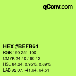 カラーコード: HEX #BEFB64 | qconv.com