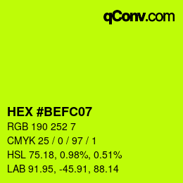 Color code: HEX #BEFC07 | qconv.com