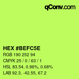 Color code: HEX #BEFC5E | qconv.com
