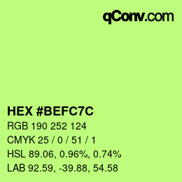 Color code: HEX #BEFC7C | qconv.com