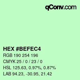 颜色代码: HEX #BEFEC4 | qconv.com