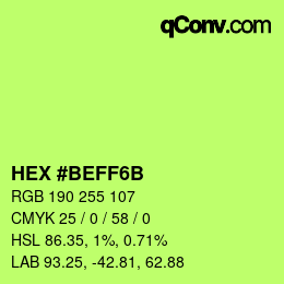 カラーコード: HEX #BEFF6B | qconv.com