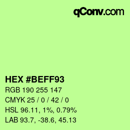 颜色代码: HEX #BEFF93 | qconv.com