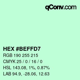 カラーコード: HEX #BEFFD7 | qconv.com