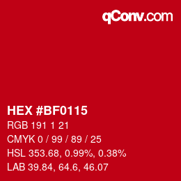 Color code: HEX #BF0115 | qconv.com