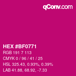 颜色代码: HEX #BF0771 | qconv.com