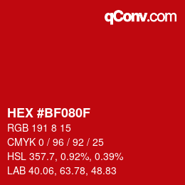 Color code: HEX #BF080F | qconv.com