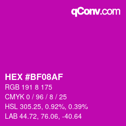 Color code: HEX #BF08AF | qconv.com