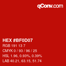 Color code: HEX #BF0D07 | qconv.com