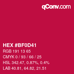 Color code: HEX #BF0D41 | qconv.com