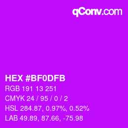 Color code: HEX #BF0DFB | qconv.com