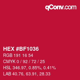 Color code: HEX #BF1036 | qconv.com