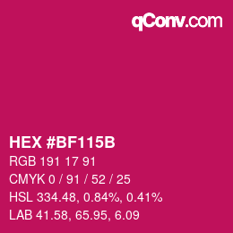 Color code: HEX #BF115B | qconv.com
