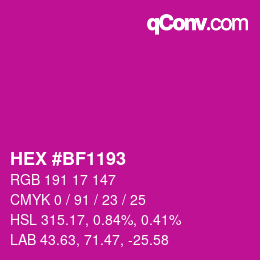 Color code: HEX #BF1193 | qconv.com