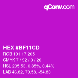 Color code: HEX #BF11CD | qconv.com