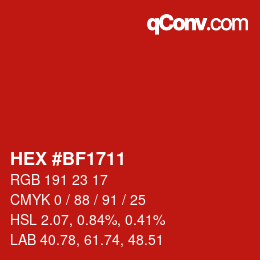 Color code: HEX #BF1711 | qconv.com